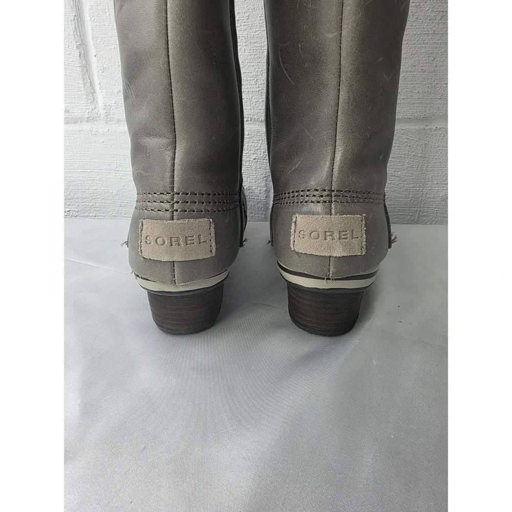 Sorel Women's 6 Gray Slimpack‎ Tall Equestrian Riding Rain Duck Boot Brown